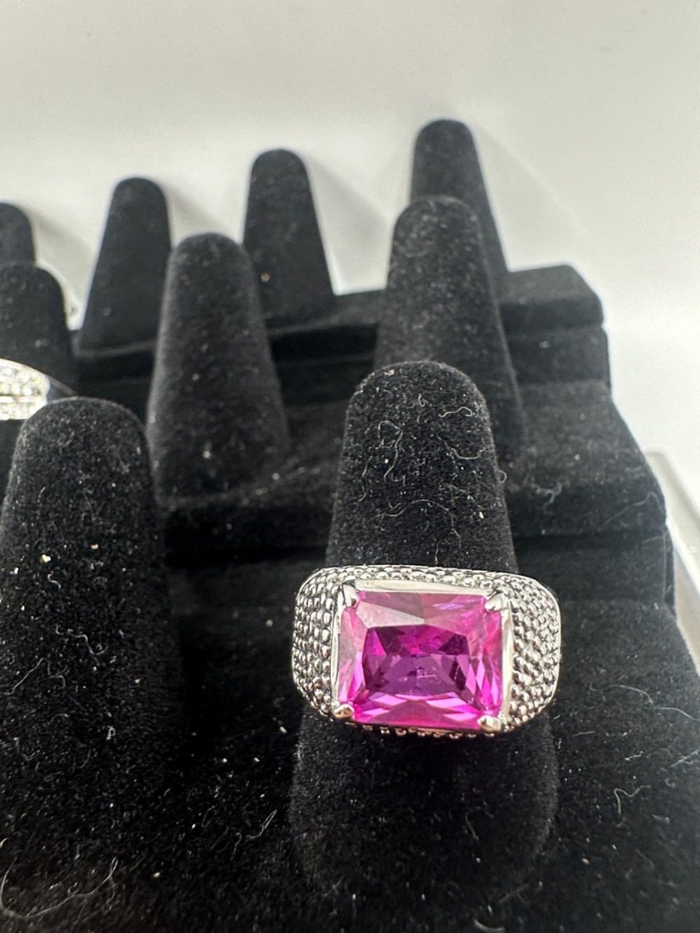 Sterling Silver Ring with Vibrant Pink Sapphire Ring